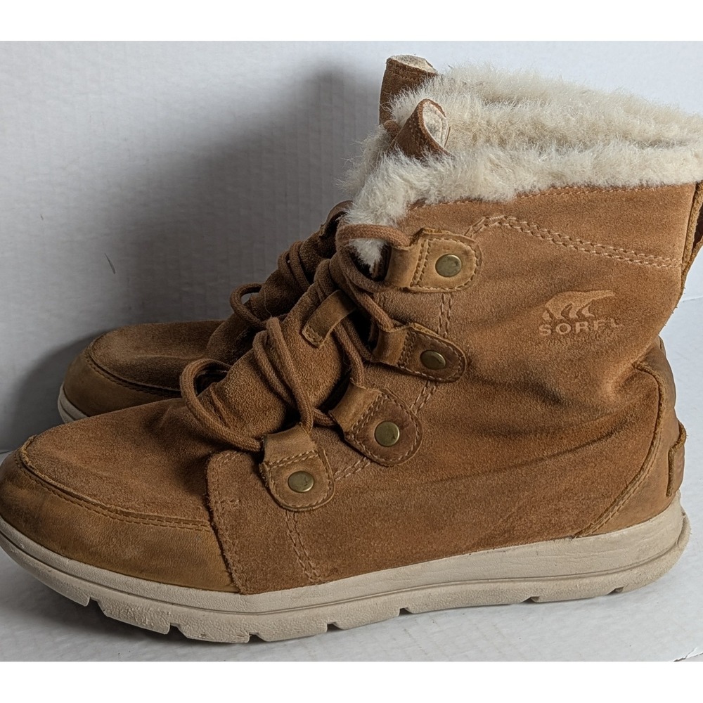 Sorel Womens NL3039 Boots Size 10 Tan Camel Suede Fur Lined Winter